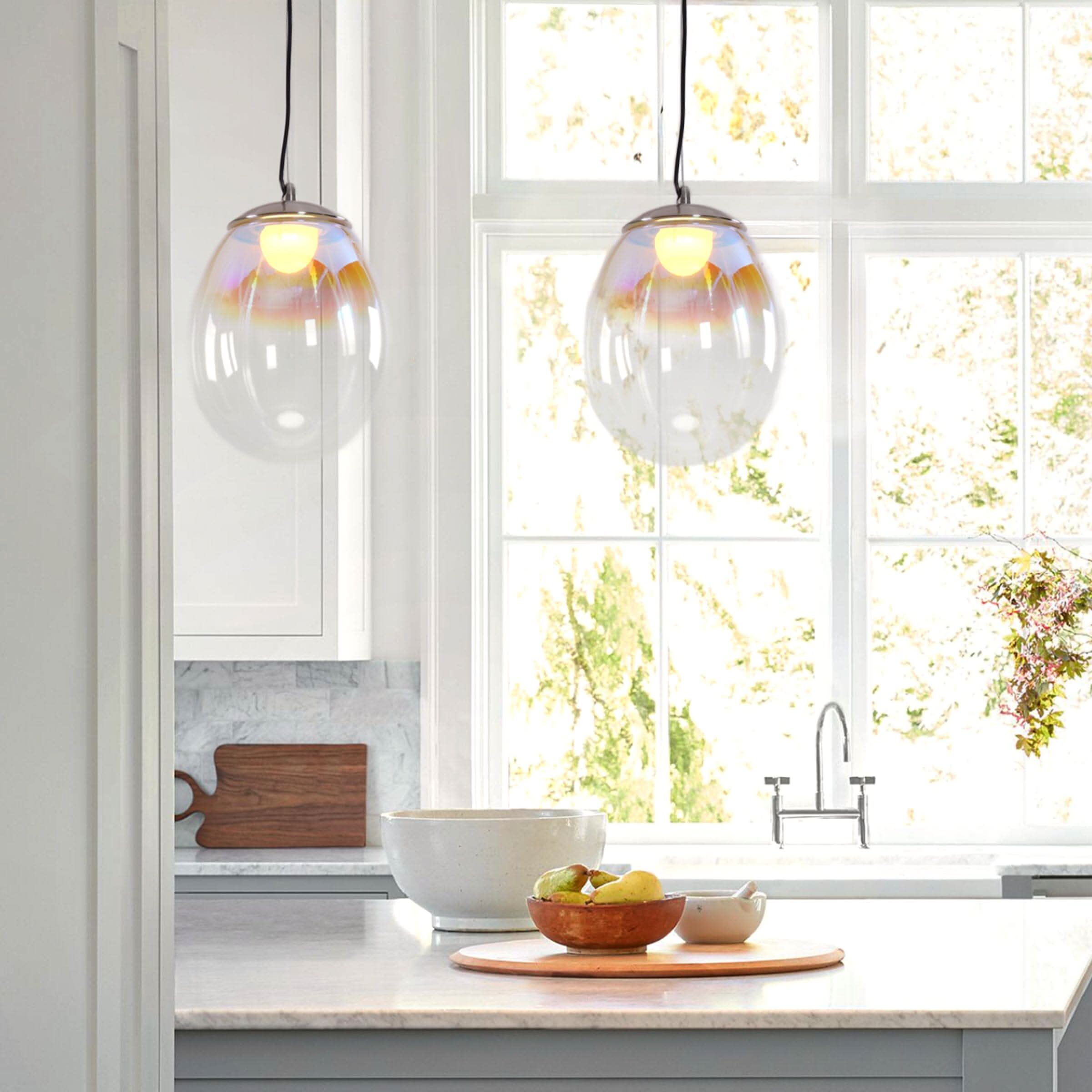 Lightsin Pendant Ceiling Light with Elegant Nebula Coloured Glass