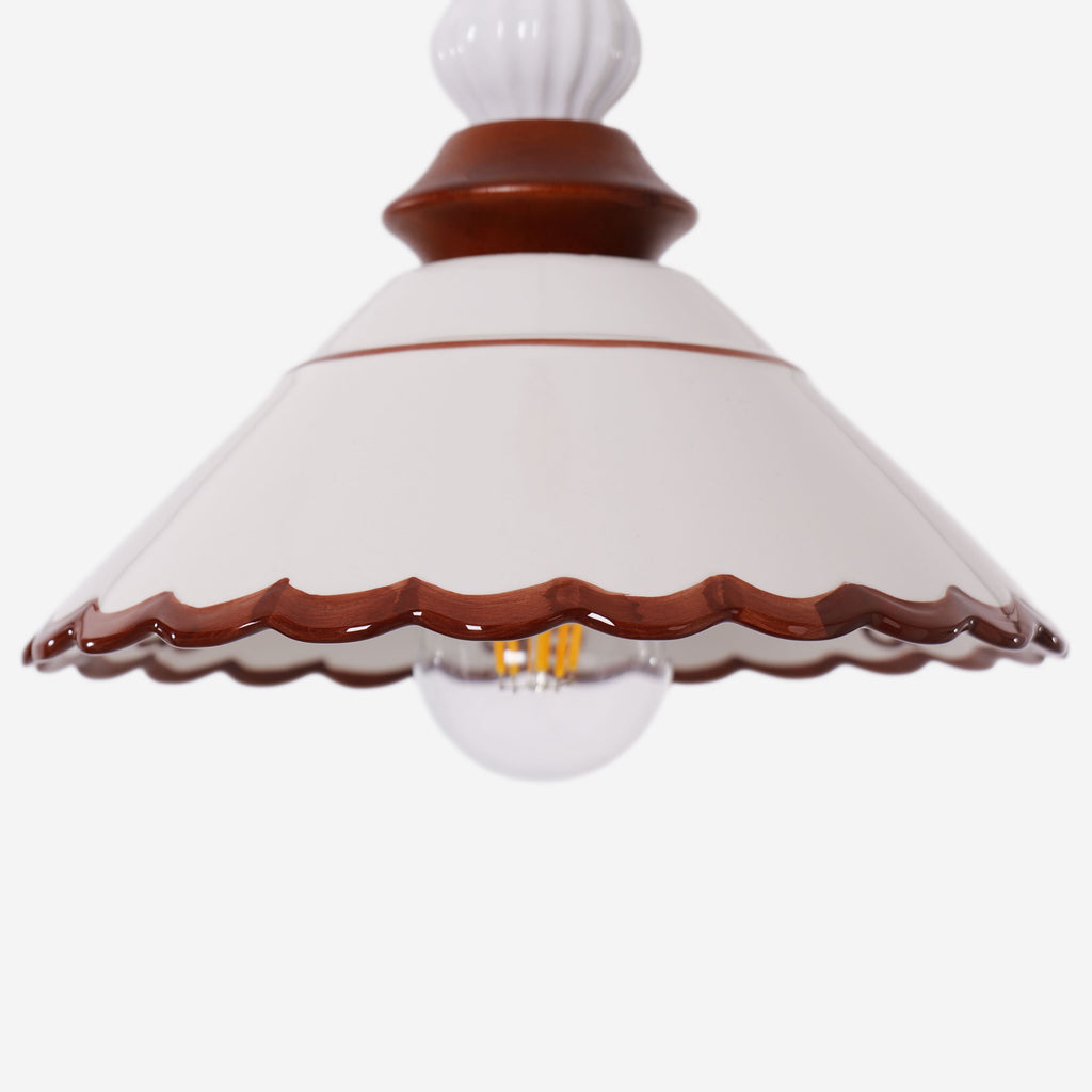 Brown Ceramic Lace Pendant Light | E27 Decorative Ceiling Lamp