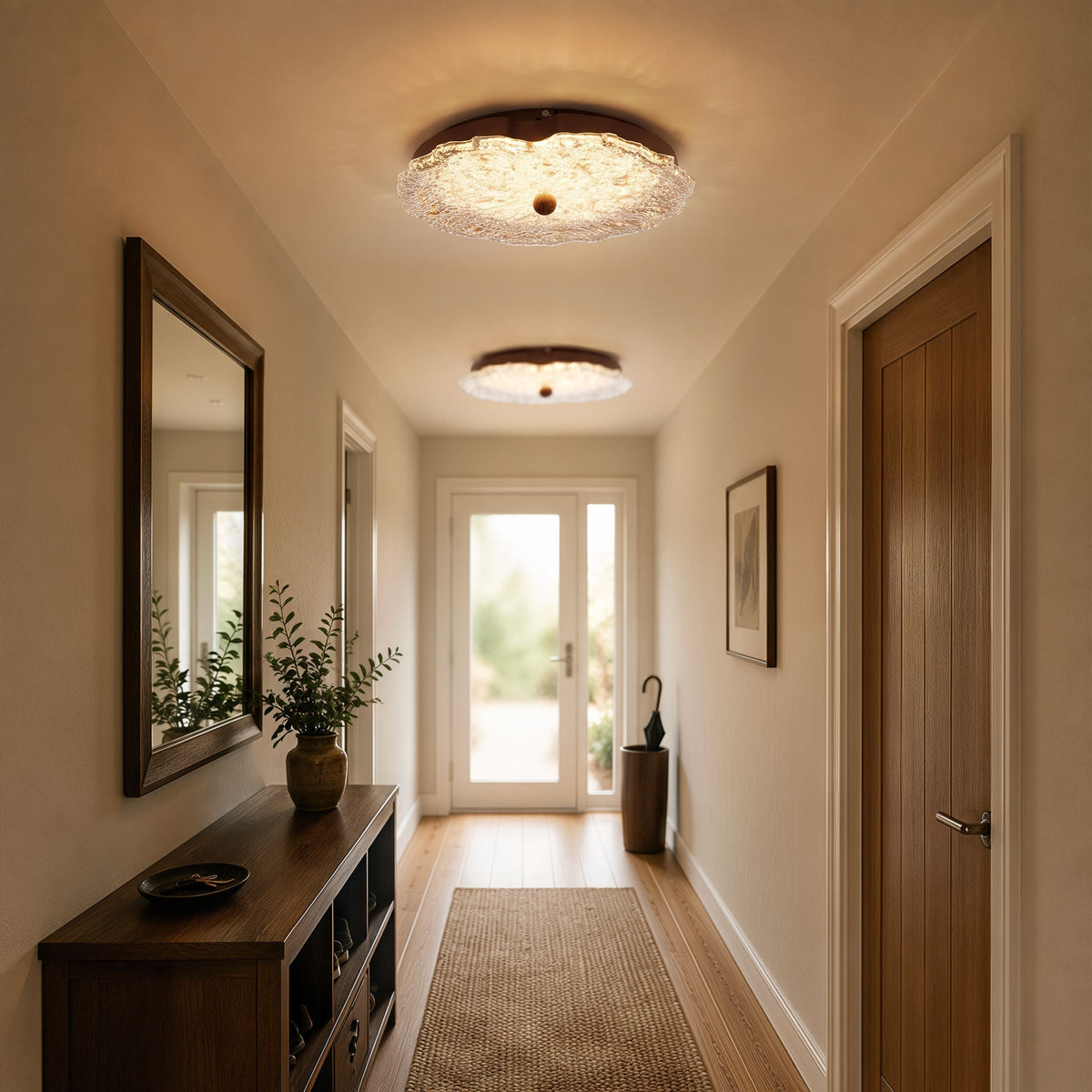 Walnut Ripple Acrylic Ceiling Light | Colour-Changing Flush Mount