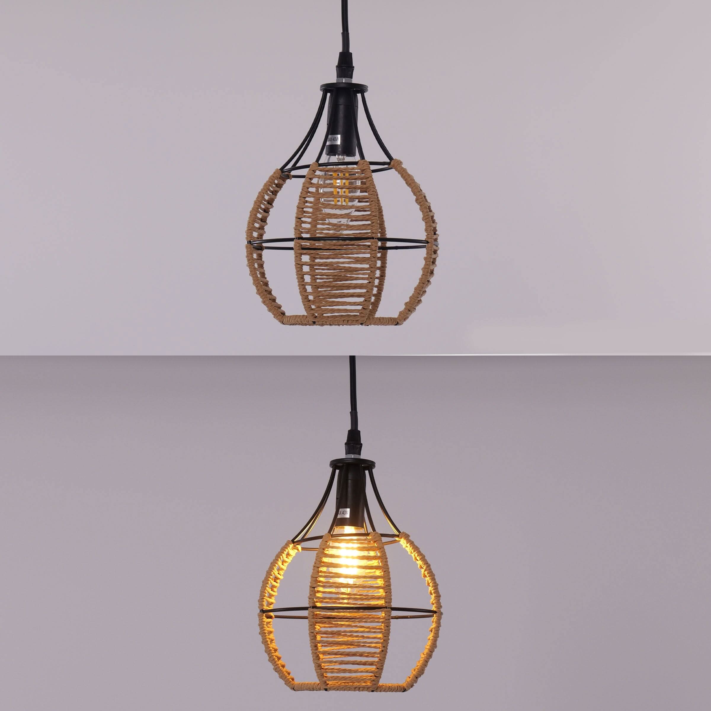 Glyph-Lightsin Woven Paper Rope Pendant Light for Cozy Elegance and Timeless Charm