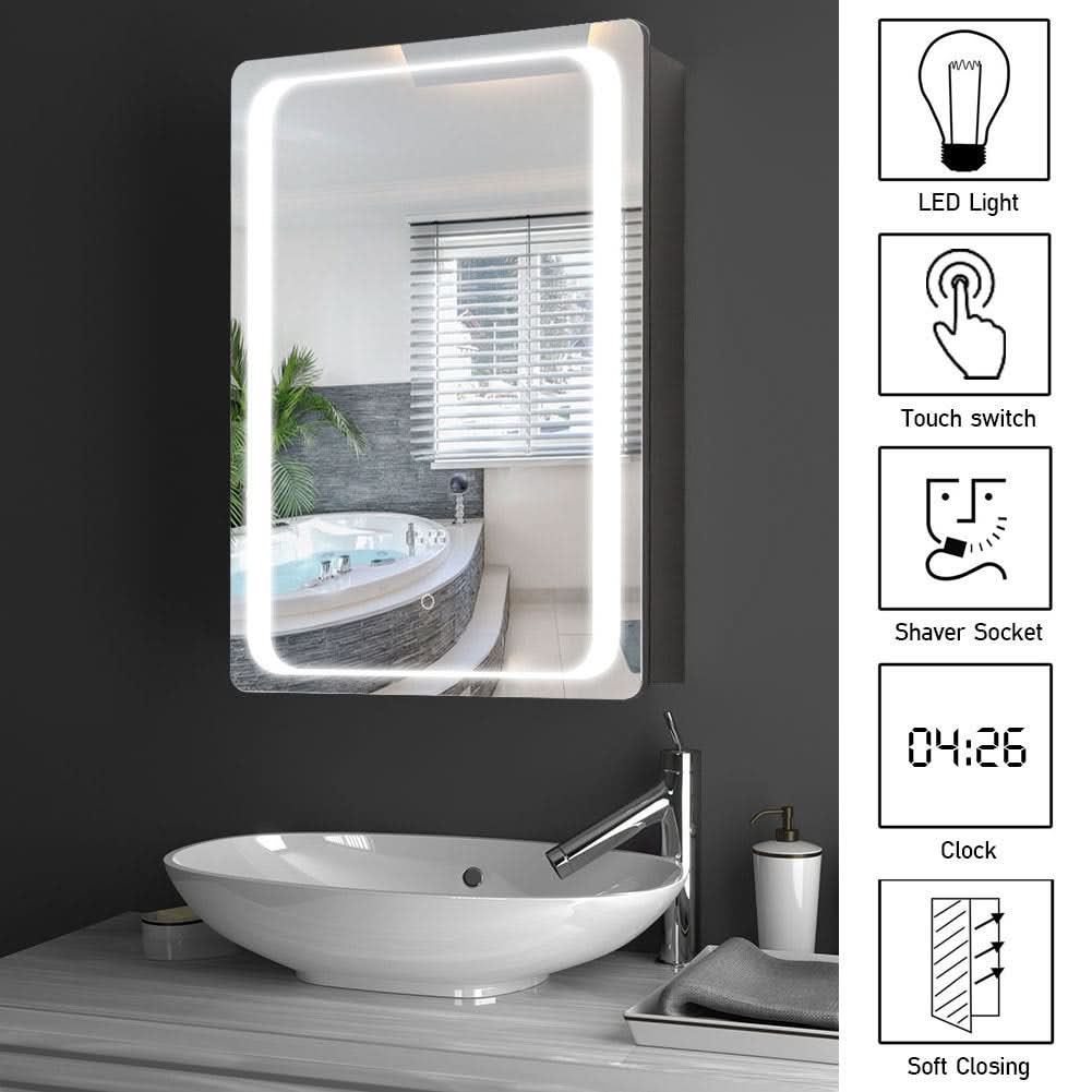27x20inch LED Illuminated Mirror Cabinet with Sensor Switch