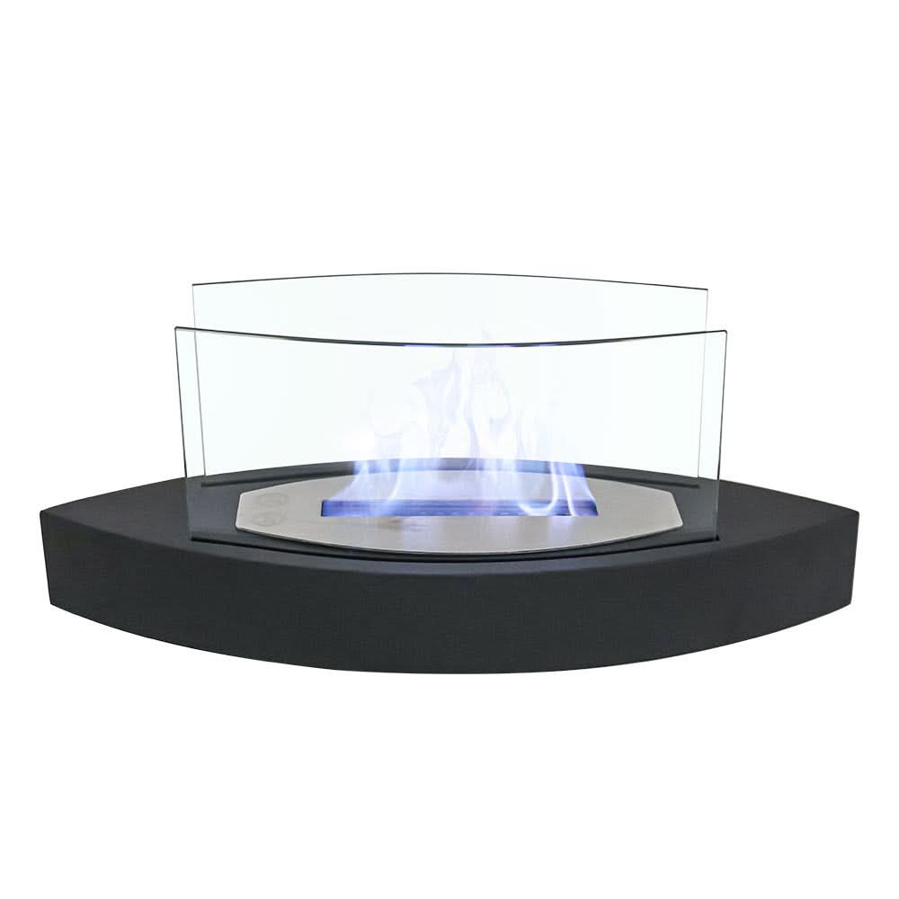 60cm Wide Black Tabletop Bio-Ethanol Fireplace with Flame Guard