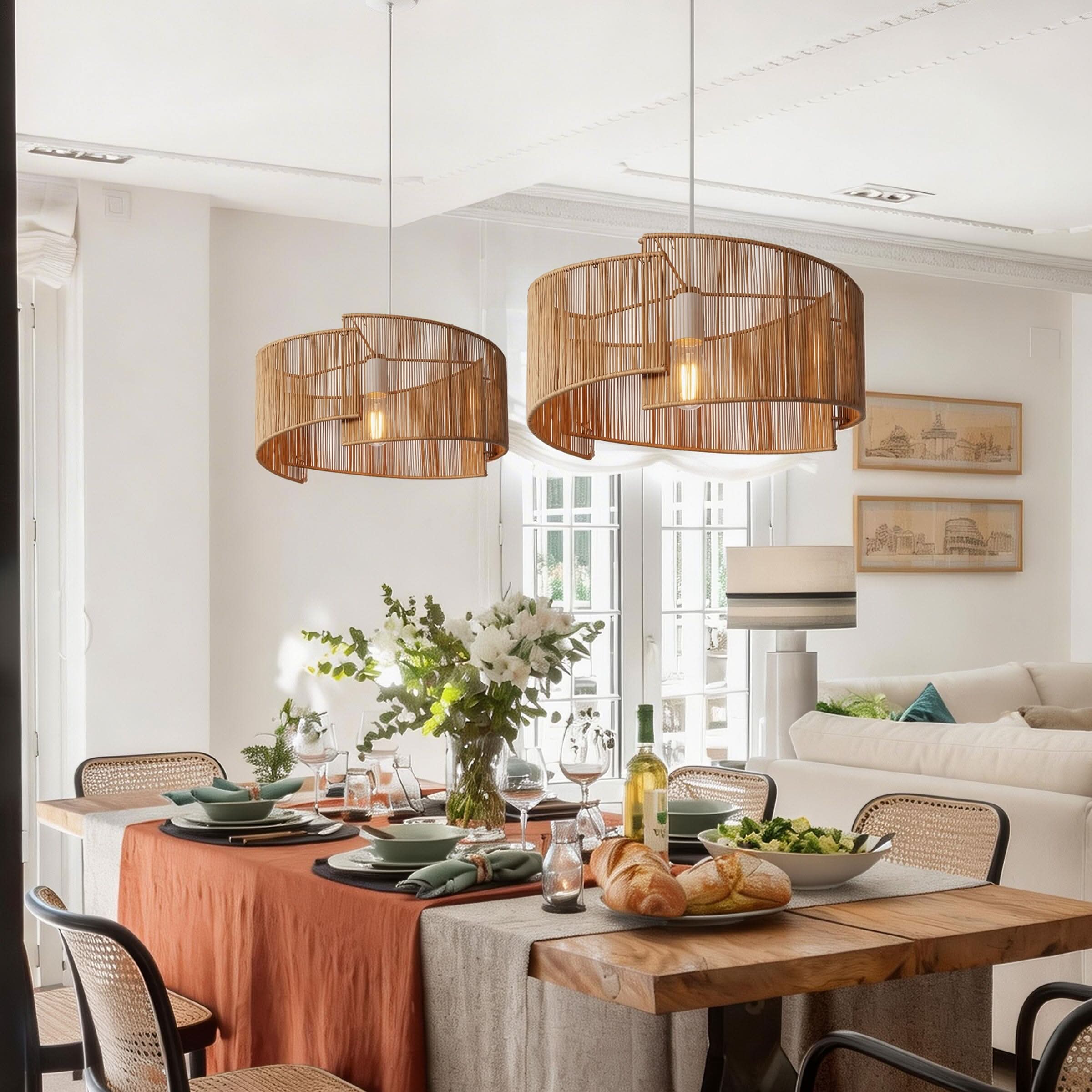 Lightsin Twist  Handwoven Paper Rope Pendant Light for Cozy Living Spaces