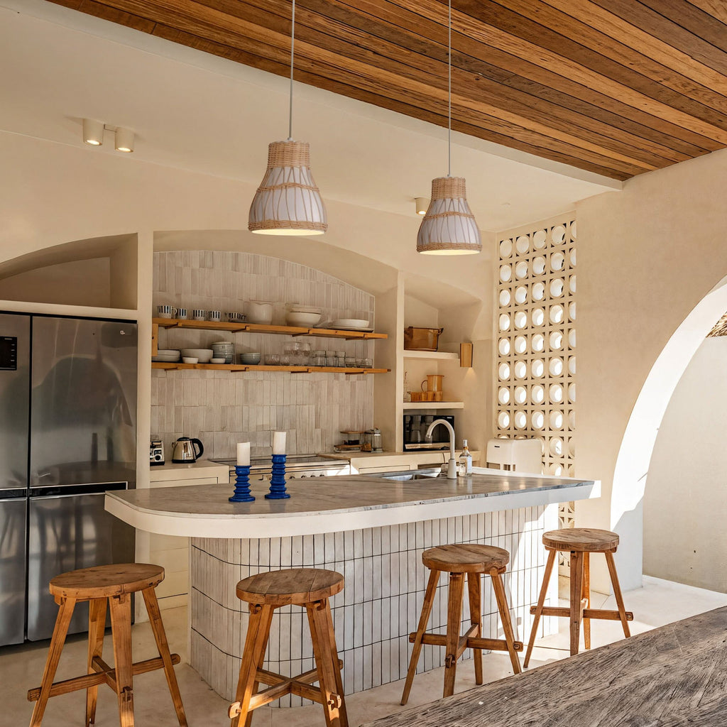 Lightsin Modern Rattan Pendant Light Available in Grey, Pink, and White