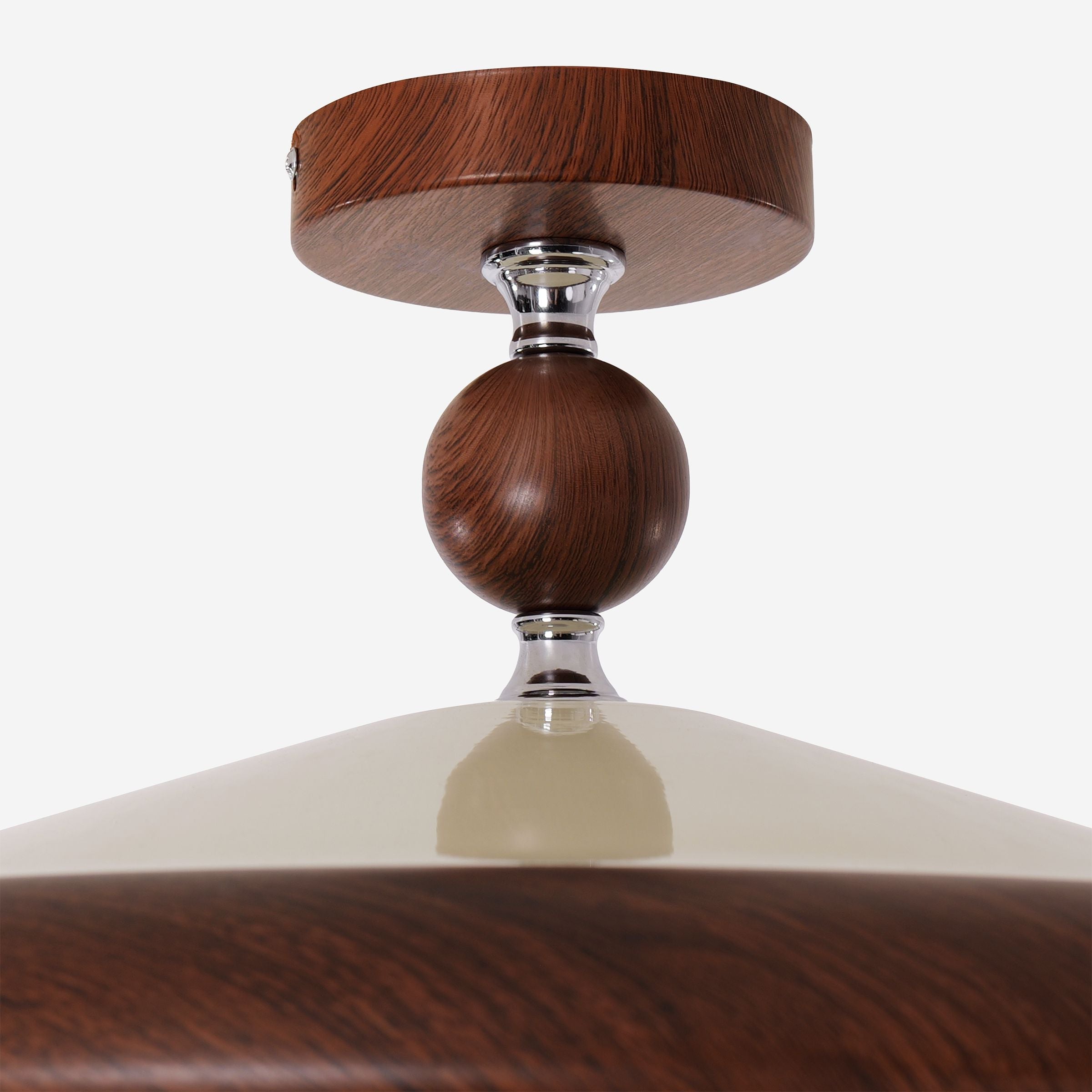 Walnut Two Globe Ceiling Light | Wood Effect Flush Mount