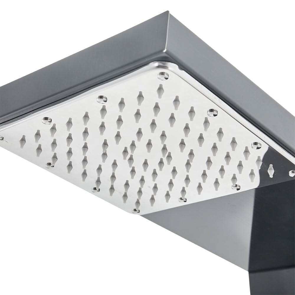 135cm H Bathroom Black Shower Tower Panel with 2 Large Body Jets & Hand Shower