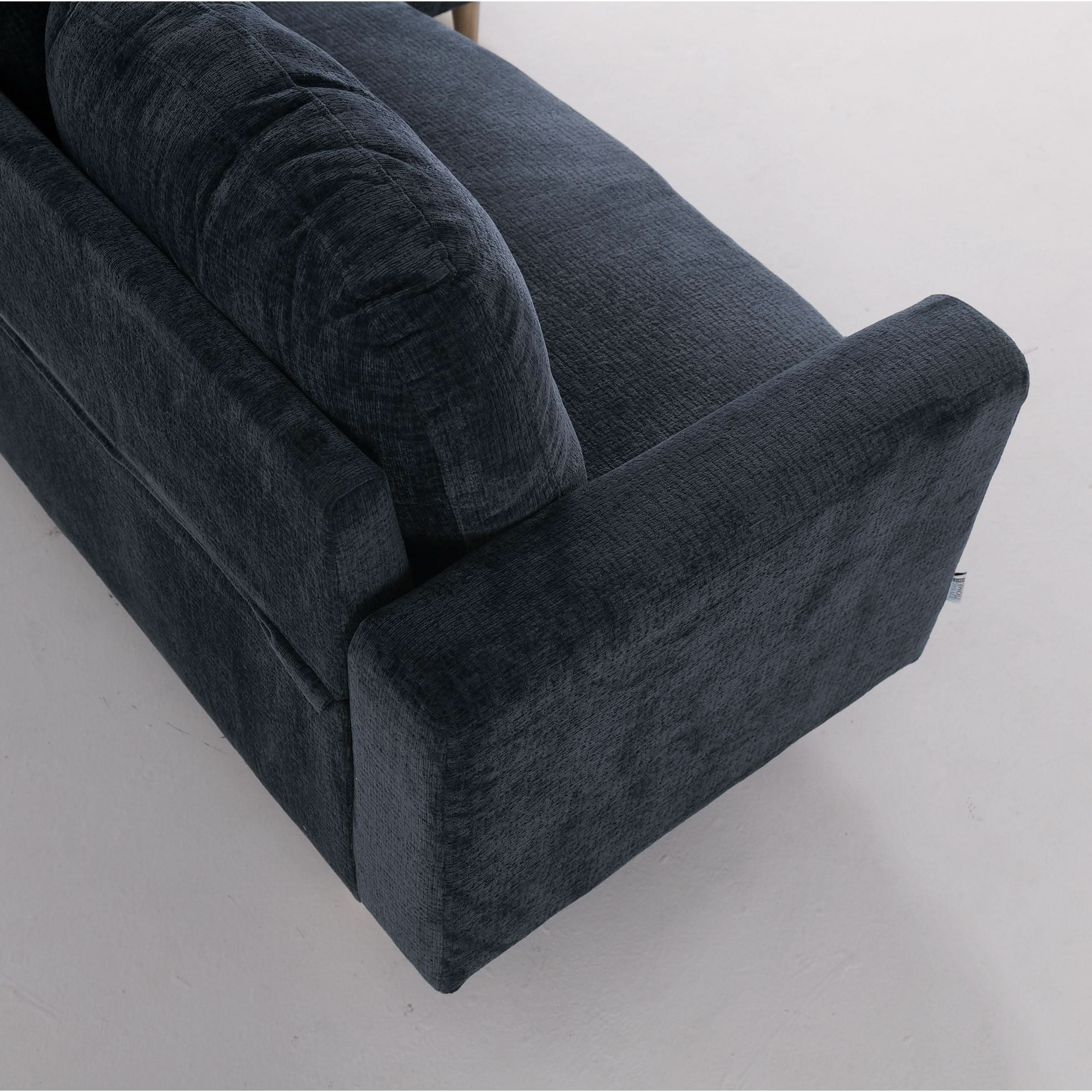 L-Shaped Sofa and Chaise Lounge Set with Wooden Legs