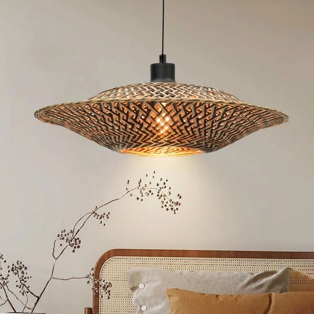 Lightsin Handcrafted Bamboo Pendant Light – Black Accents & Eco-Friendly Design for Cozy Spaces