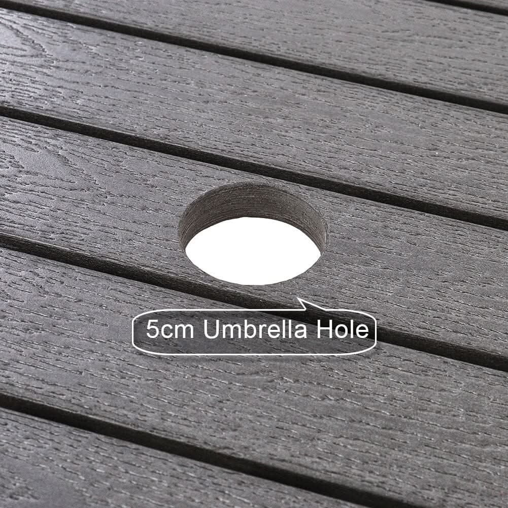 80/120/150cm Wide Rectangular Outdoor Dining Table with Parasol Hole