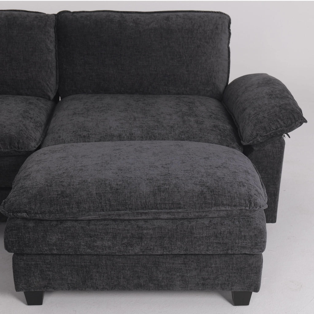 Modular Sofa Set with Chenille Upholstery and Wooden Frame