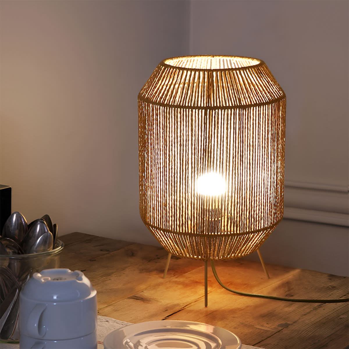 Lightsin Handcrafted Paper Rope Table Lamp Perfect for Living Rooms