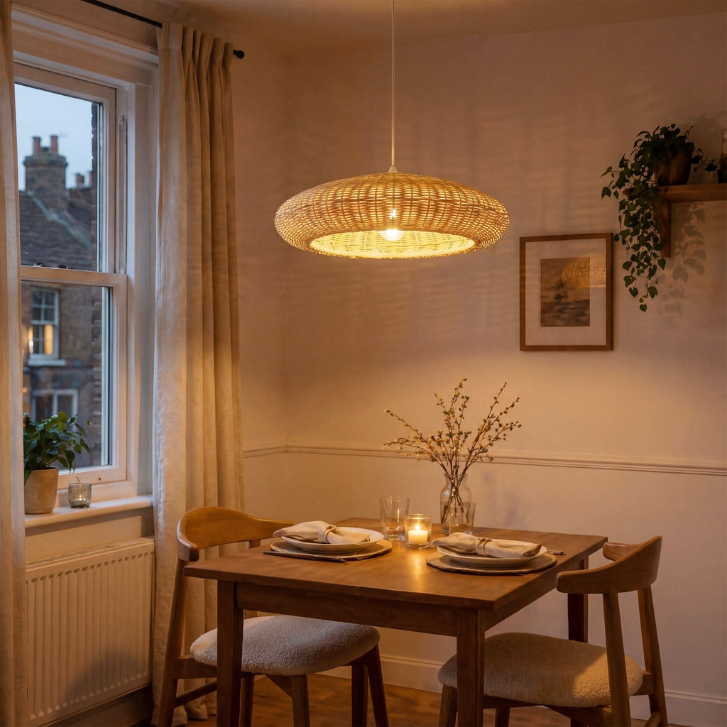 Lightsin Japanese Shell-Inspired Rattan Pendant Light Natural Serenity