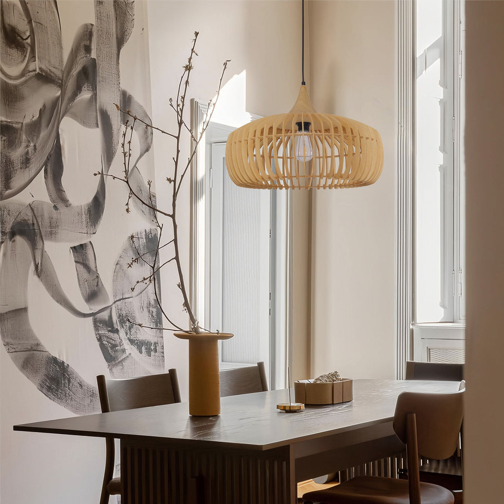 Glyph-Lightsin Rustic Iron Woven Rattan Pendant Light for Dining Room, Reading Corner & Bedroom