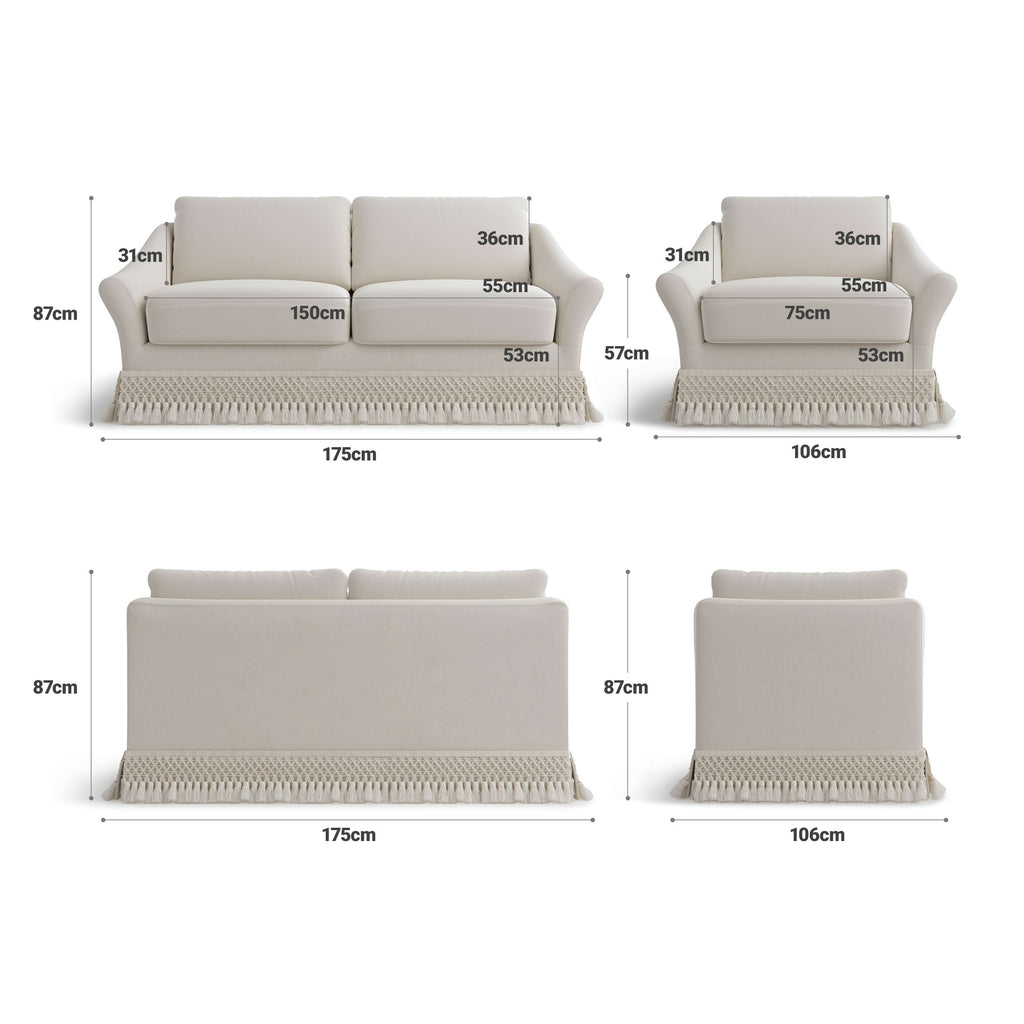 Cottonfy Slipcover Linen Armchair with Fringe