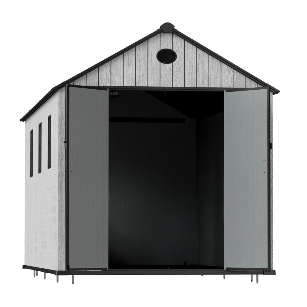 6'x8'ft/8'x8'ft/8'x12'ft/8'x16'ft Gray Wood Grain Plastic Tool Shed