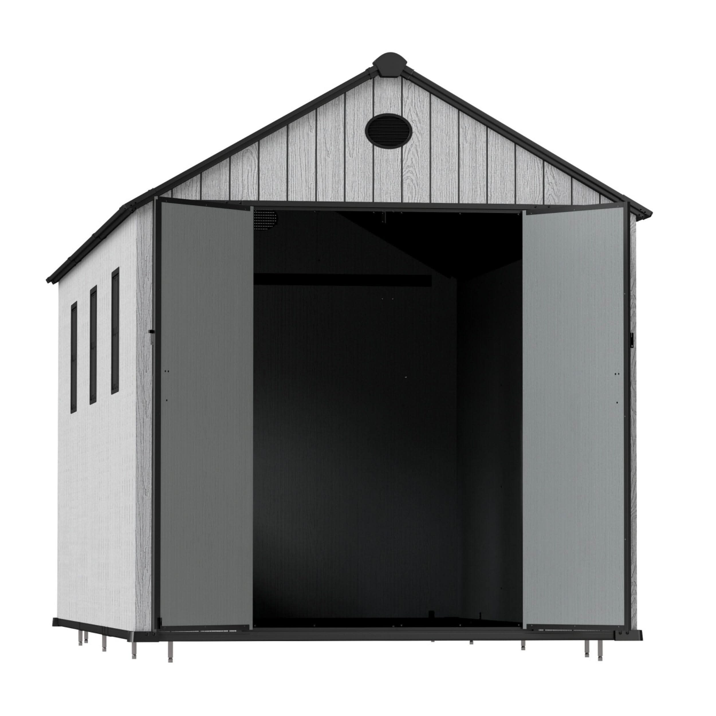 6'x8'ft/8'x8'ft/8'x12'ft/8'x16'ft Gray Wood Grain Plastic Tool Shed
