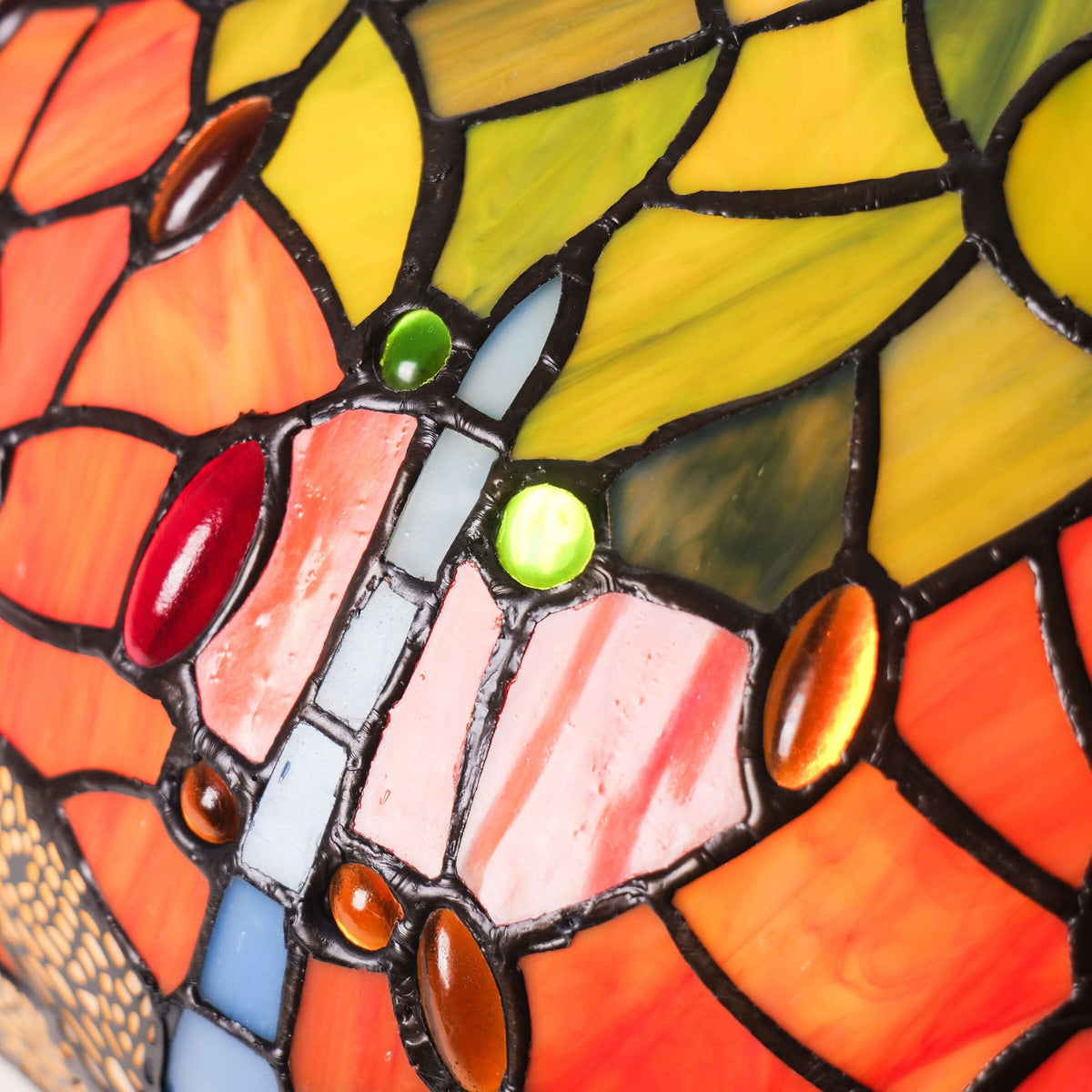 Lightsin Tiffany Table Lamp | Handcrafted Stained Glass Dragonfly Series Blue Dragonfly
