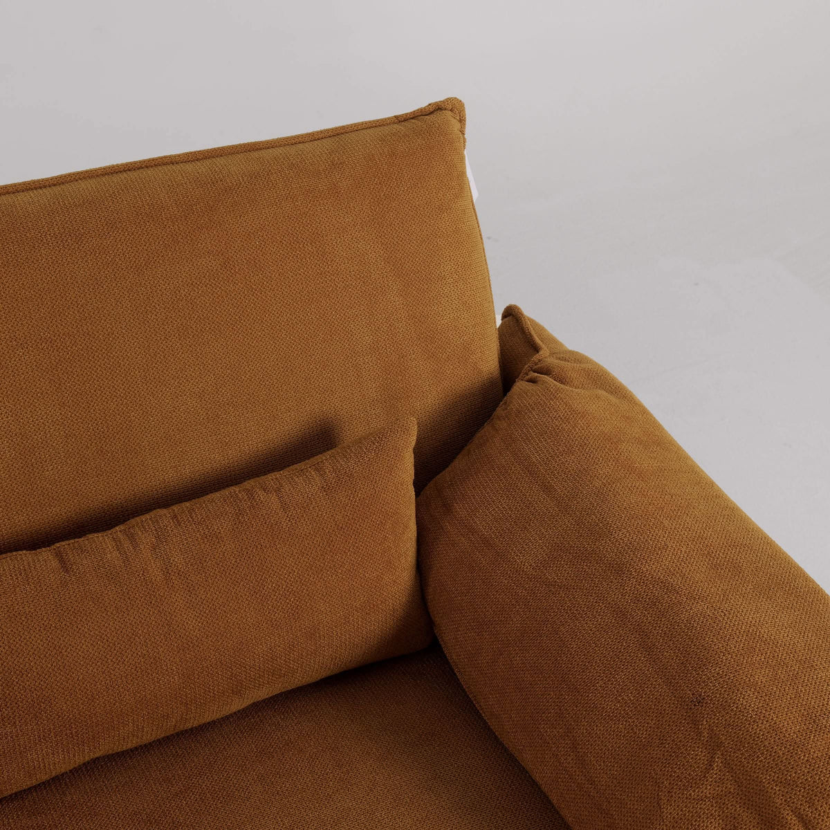 Caramel & Ginger Yellow Fabric Sofa Bed with Adjustable Backrest and Easy Pull-Out Mechanism