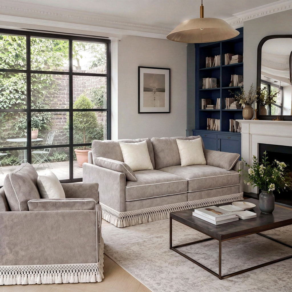 Cotton Linen Detachable Modular Sofa with Fringed Trim