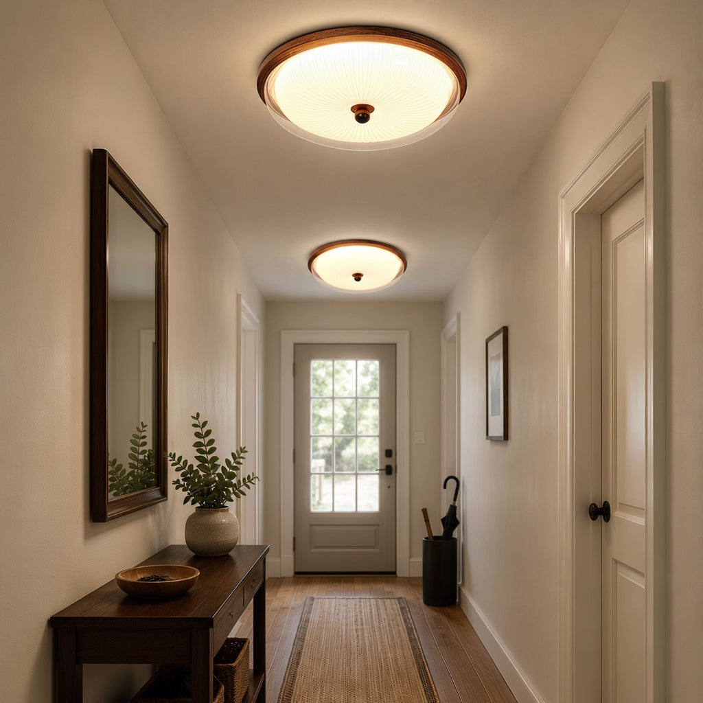 Walnut Acrylic Shade Ceiling Light | Colour-Changing Flush Mount