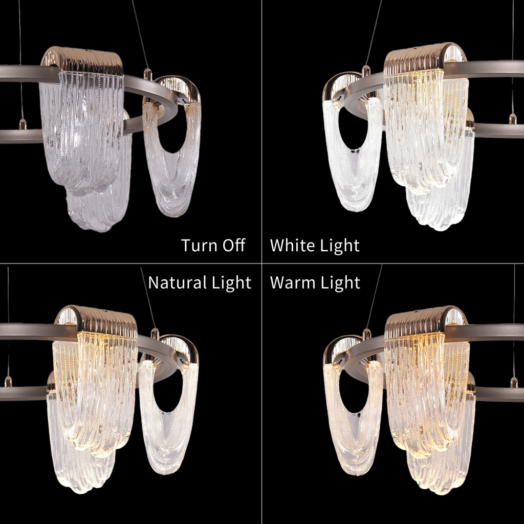 Lightsin Modern LED Pendant Ceiling Light with Cascading Gold Acrylic Curves