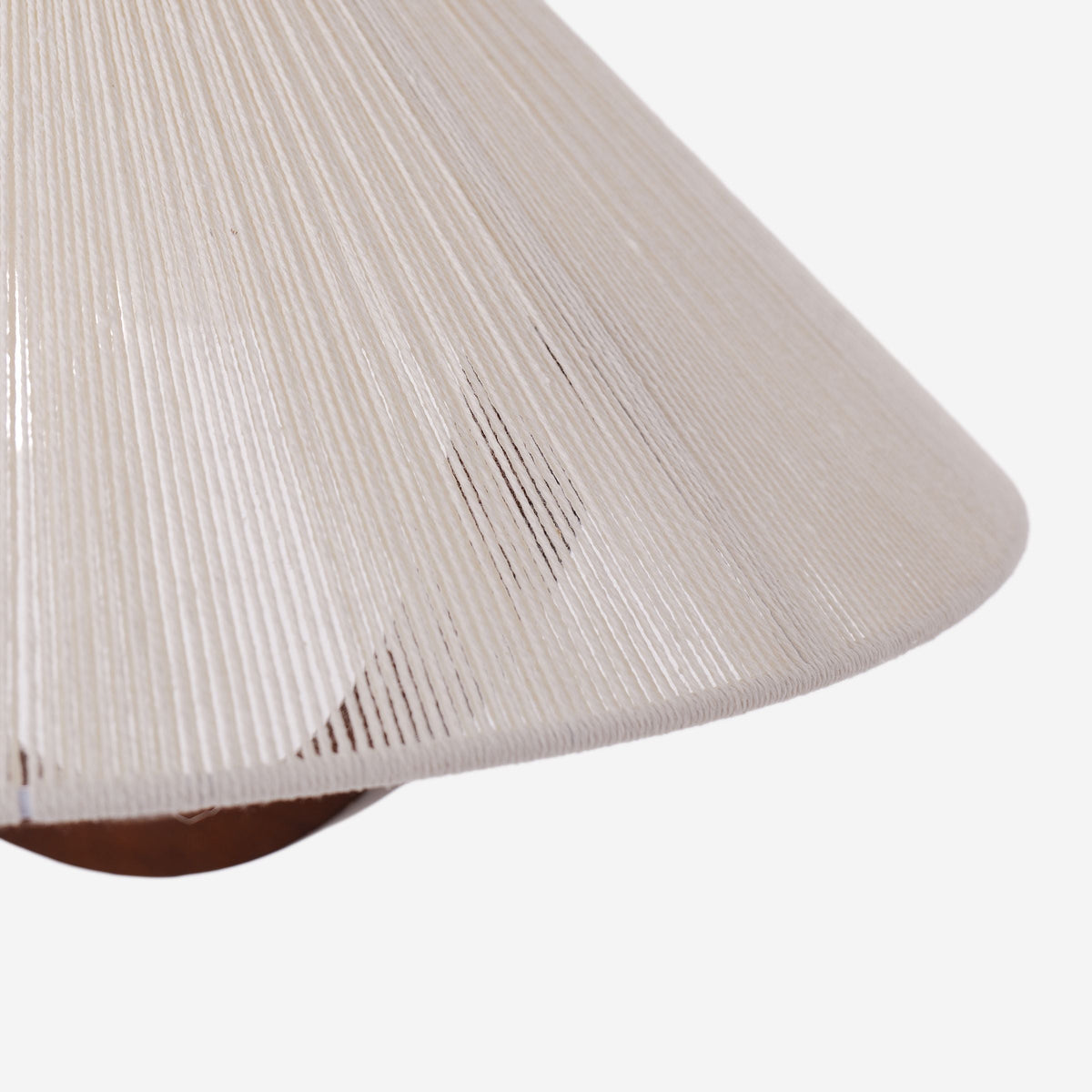 Natural Wood Curved Pendant Light | Cotton Cord Ceiling Lamp