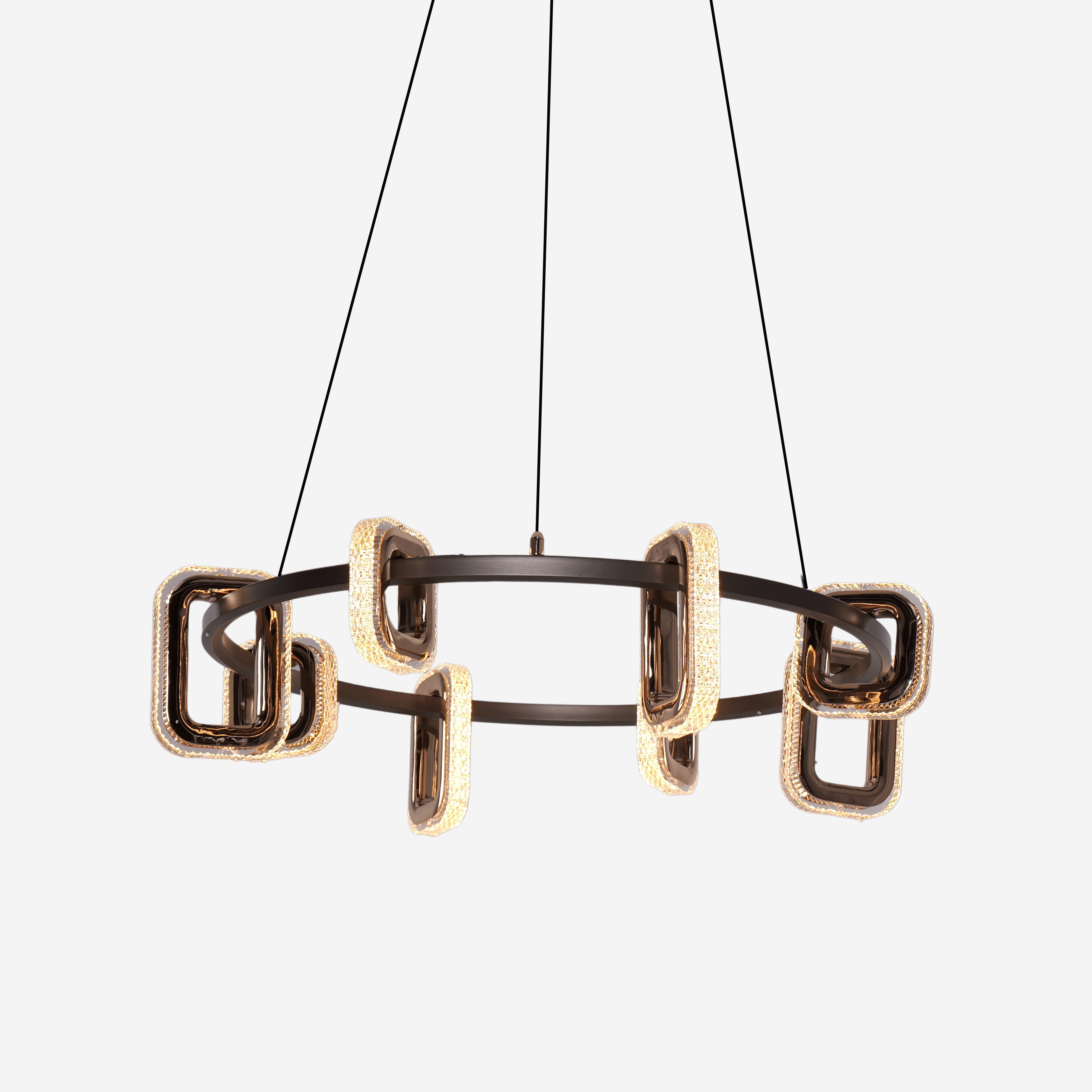 Lightsin Gold Geometric LED Pendant Light with Acrylic Accents Modern Crystal Chandelier