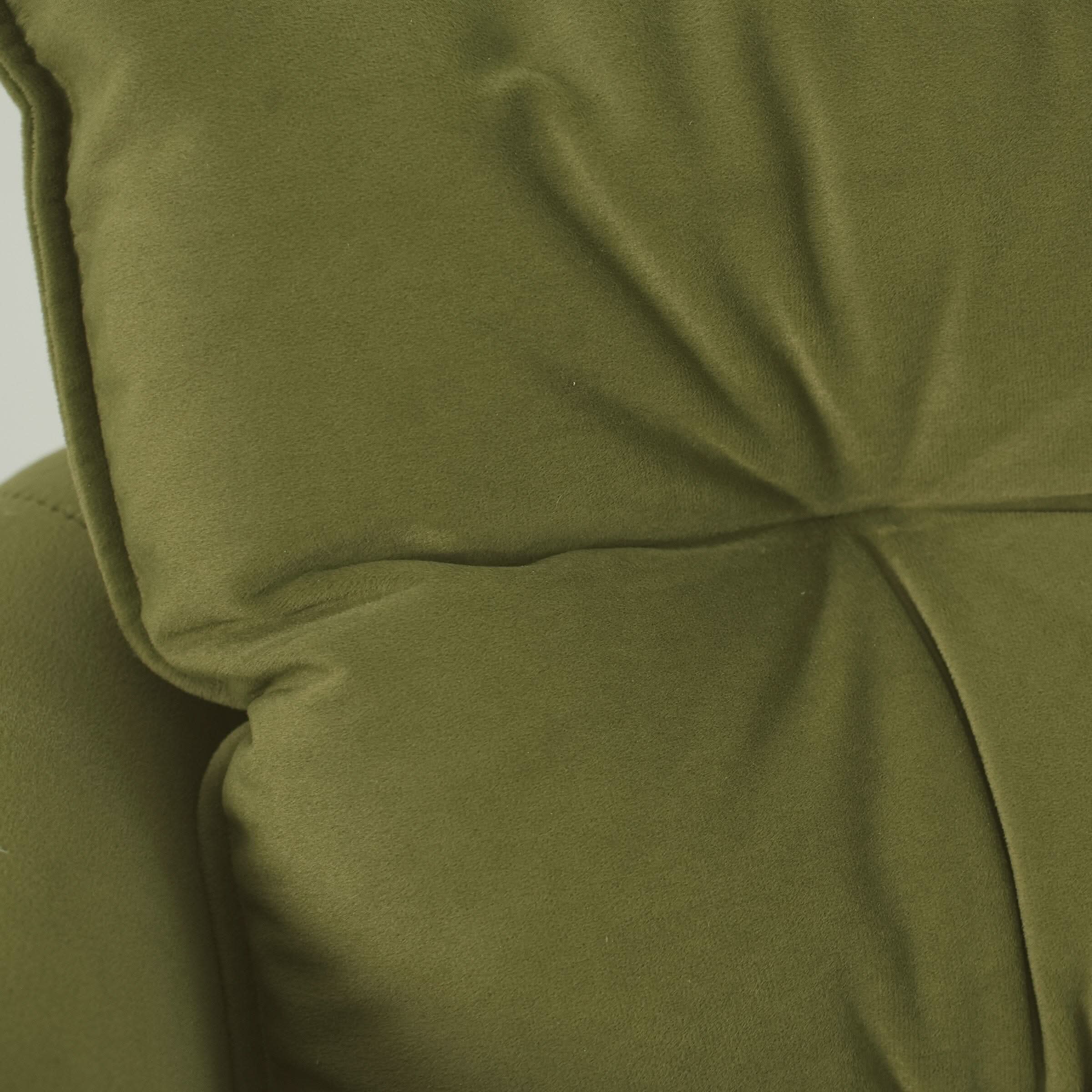 Cottonfy Green Velvet Armchair with Hidden Storage Footstool