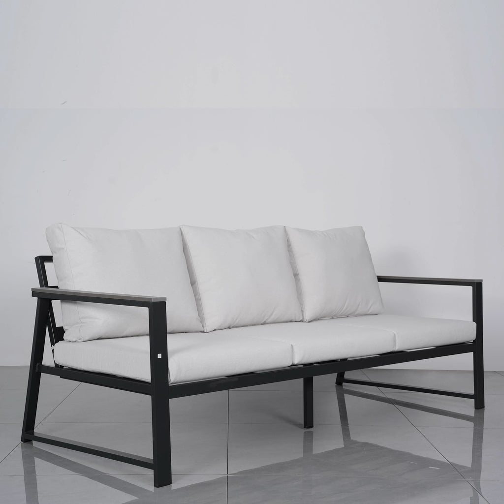 4 Piece Aluminium Outdoor Sofa Set with Glass Table Garden Furniture