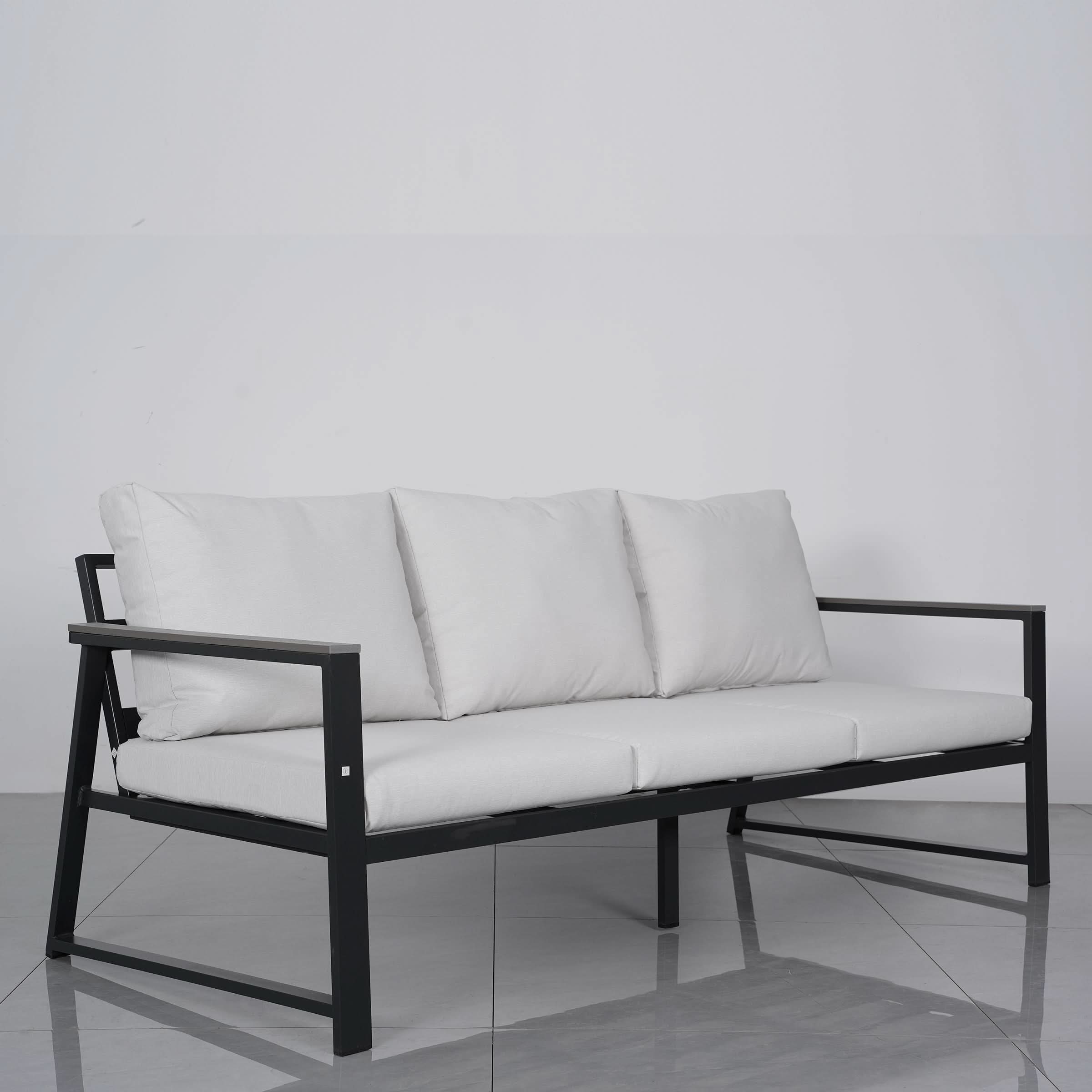 4 Piece Aluminium Outdoor Sofa Set with Glass Table Garden Furniture