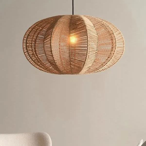 Lightsin Natural Handwoven Hemp Rope Oval Kitchen Pendant Lighting