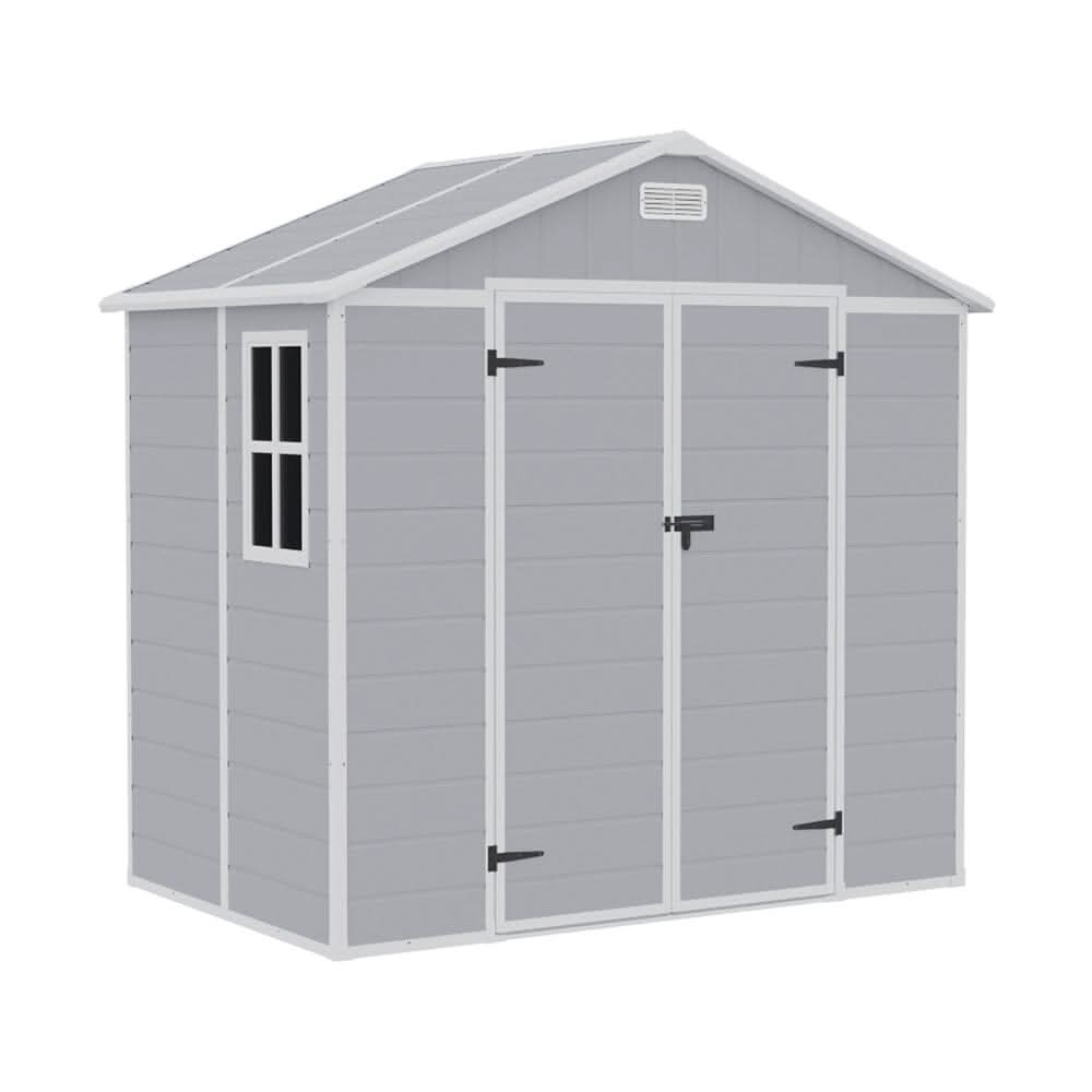 8x4/6x6ft PP Outdoor Apex/Flat Roof Garden Storage Shed with Window and Vent