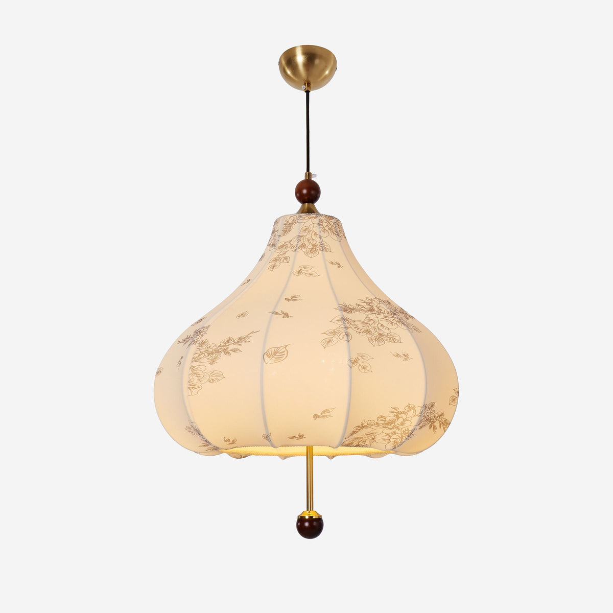 Yellow Floral Fabric Pendant Light | Adjustable E27 Ceiling Lamp