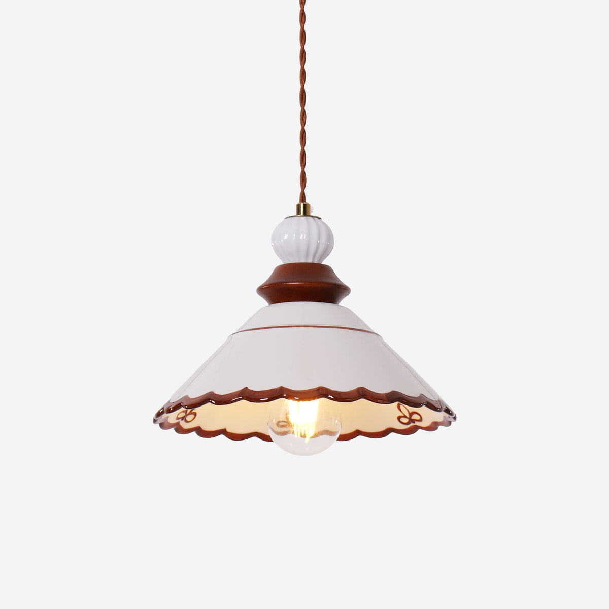Brown Ceramic Lace Pendant Light | E27 Decorative Ceiling Lamp