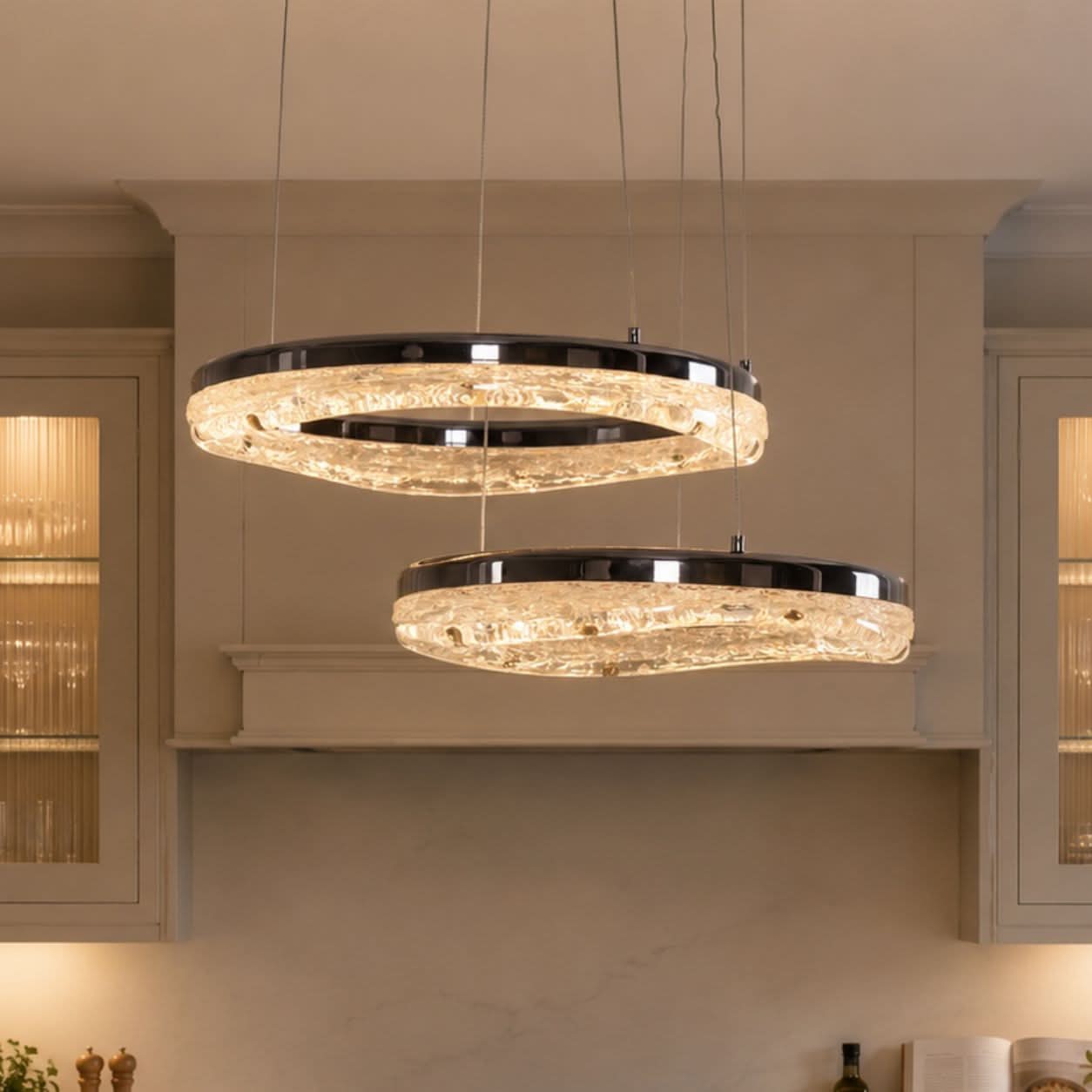 Lightsin Pearl Black Wave LED Chandelier in Aluminum Alloy Modern Ceiling Light