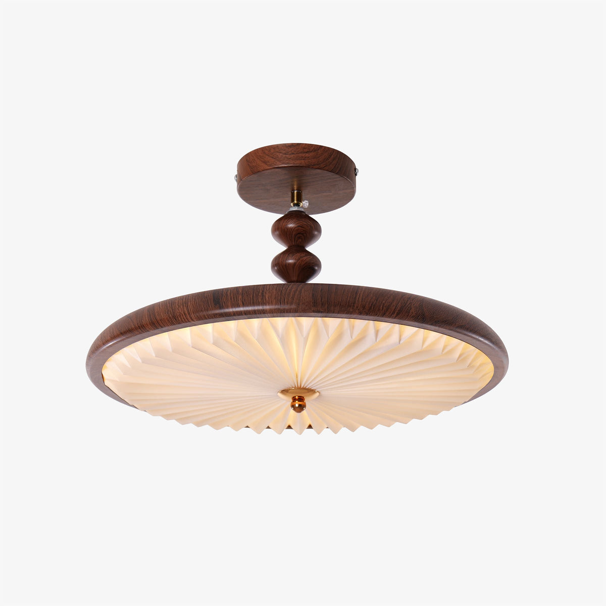 Walnut Pleated Ceiling Light | LED Flush Mount