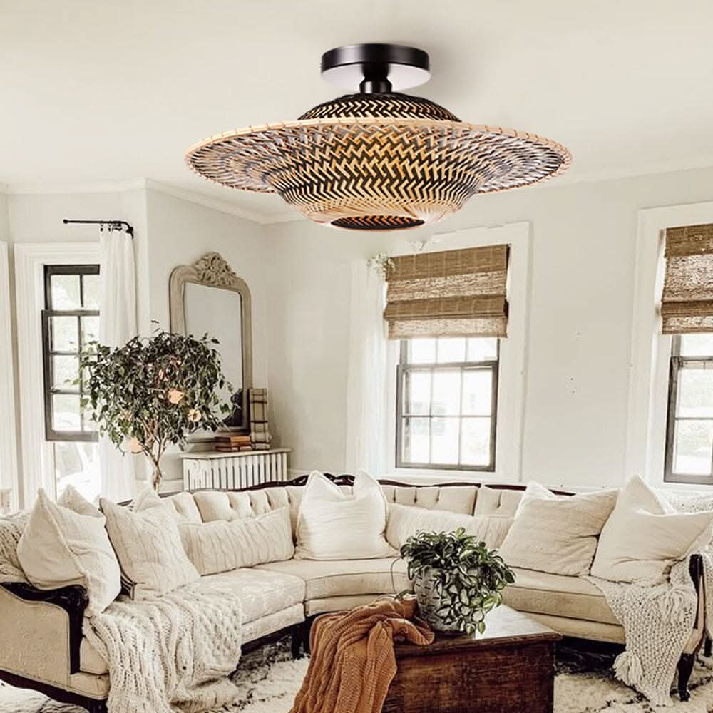 Lightsin Bamboo Radiance Handwoven LED Ceiling Light