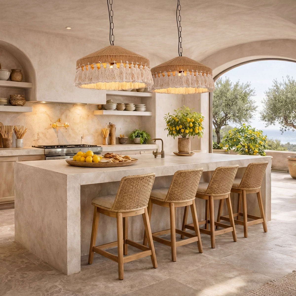 Lightsin Boho Handcrafted Woven Pendant Light with Tassels for Dining Room & Living Room