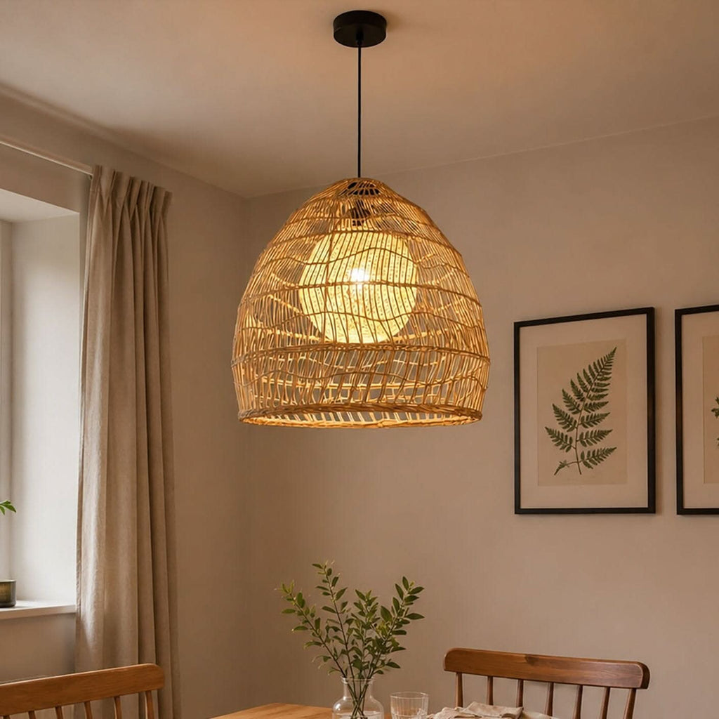 Cella-Lightsin Natural Rattan Pendant Light with Optional Woven Inner Sphere