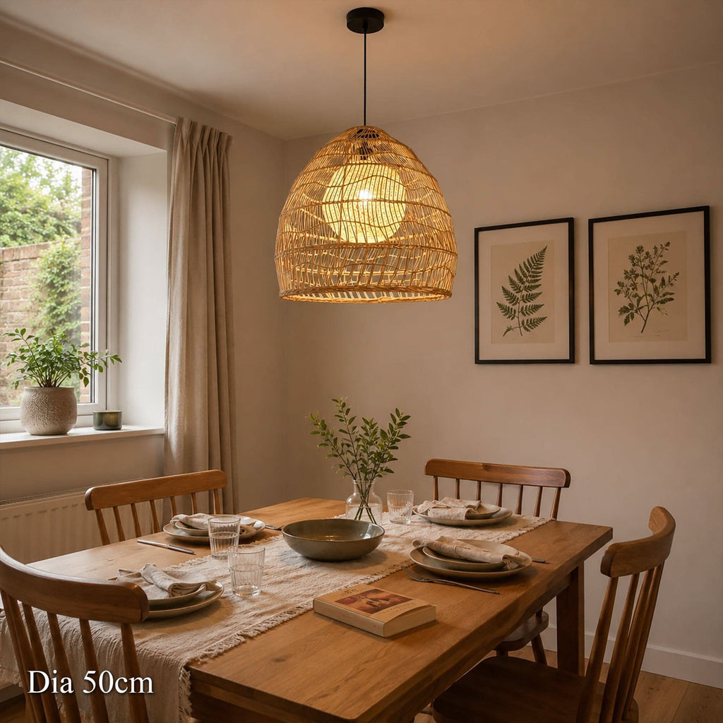 Cella-Lightsin Natural Rattan Pendant Light with Optional Woven Inner Sphere