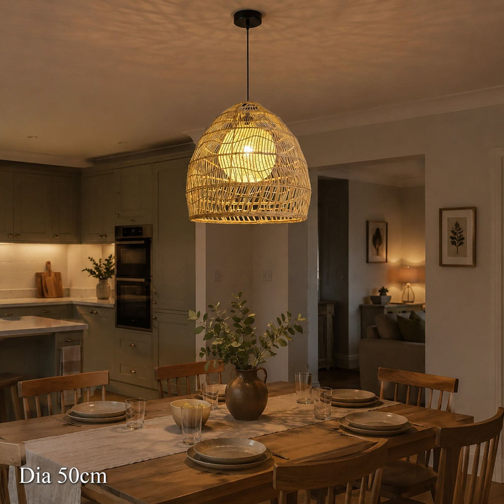 Cella-Lightsin Natural Rattan Pendant Light with Optional Woven Inner Sphere