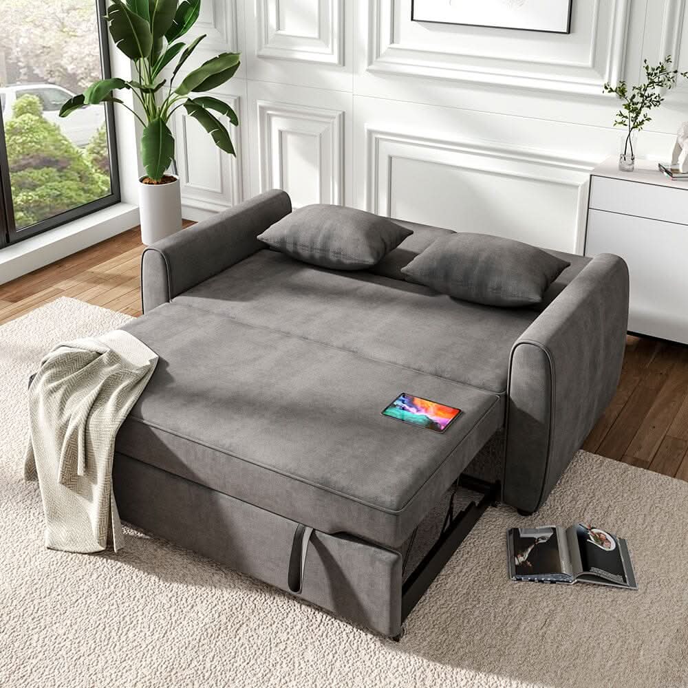 5ft Convertible Sofa Bed Grey Lounger