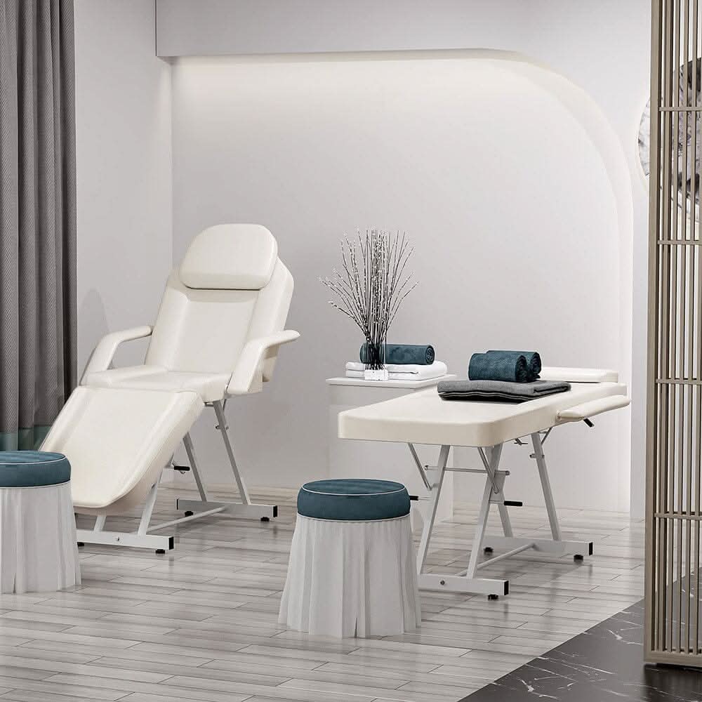 178cm L Adjustable Beauty Bed Salon Chair Set with Stool