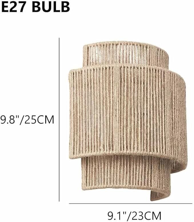 Vintage Hand-Woven Hemp Rope Half Cylinder Wall Lamp