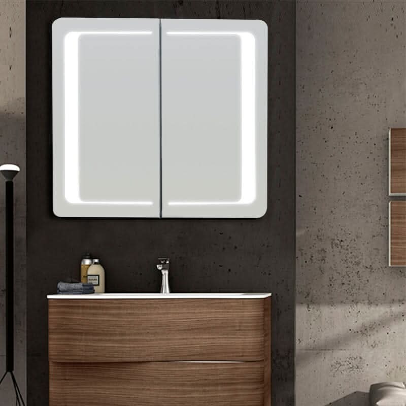 60cm H Double Door Anti-Fog Mirror Cabinet with Bluetooth and LED Light