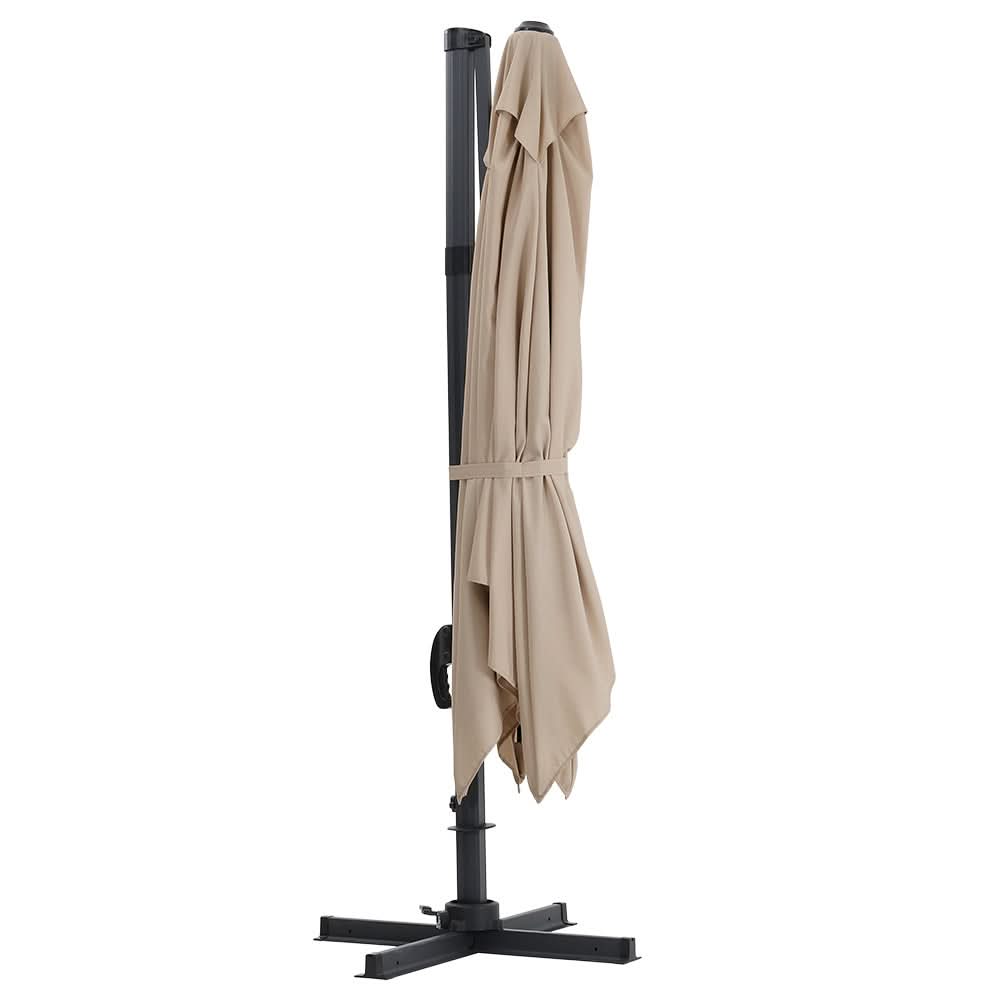 3 x 3 M Khaki Square Cantilever Parasol Outdoor Hanging Umbrella for Garden and Patio