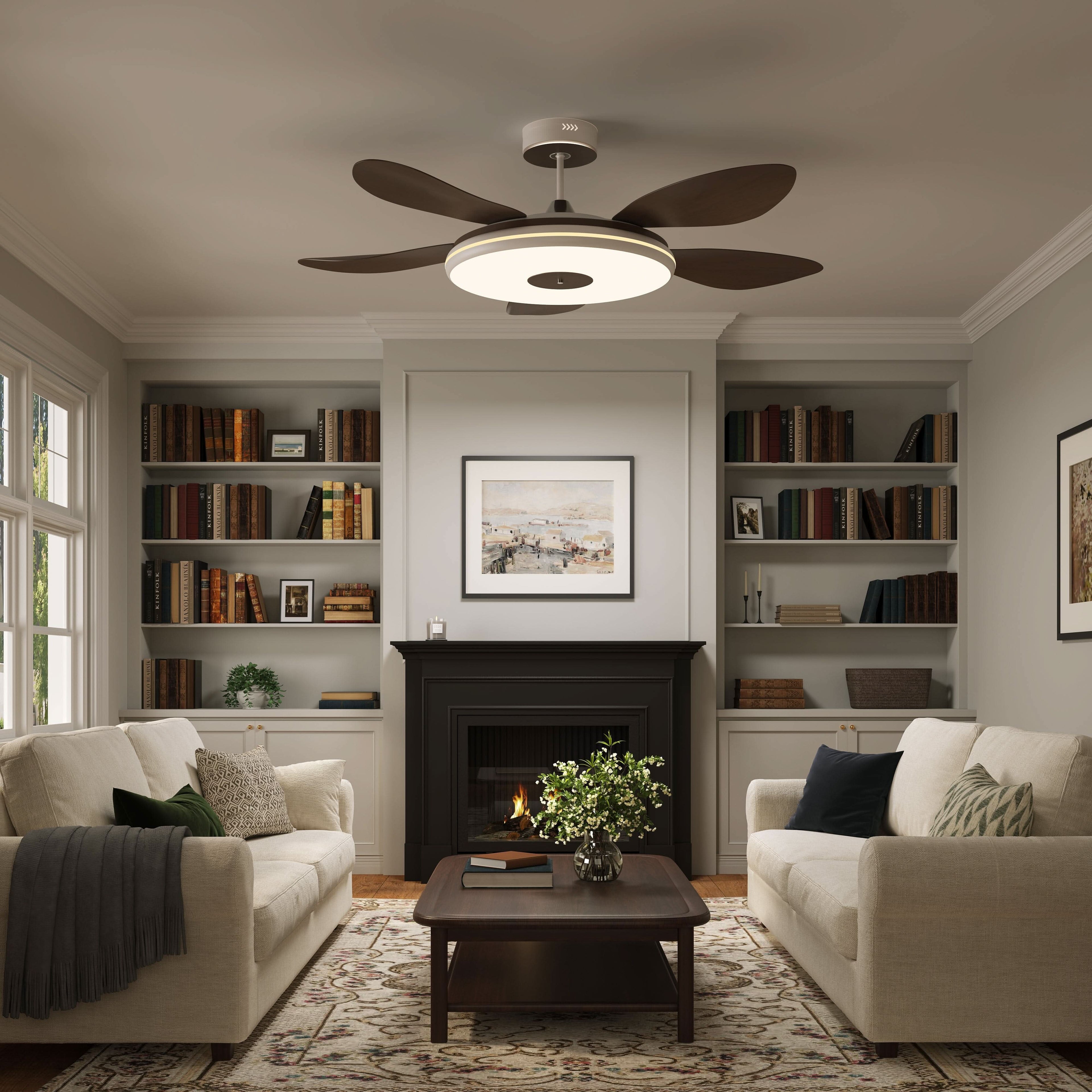 Lightsin 48 Inch Ceiling Fan with Bright LED and Timer Remote