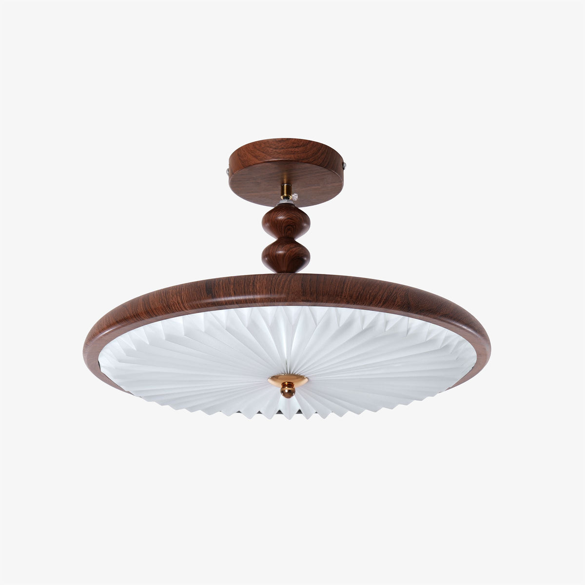 Walnut Pleated Ceiling Light | LED Flush Mount