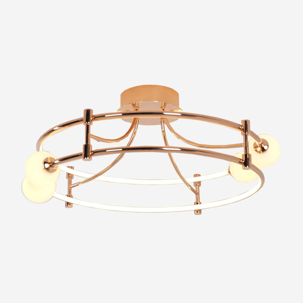 Lightsin Modern Gold LED Ceiling Light with Glass Globes and Colour Changing