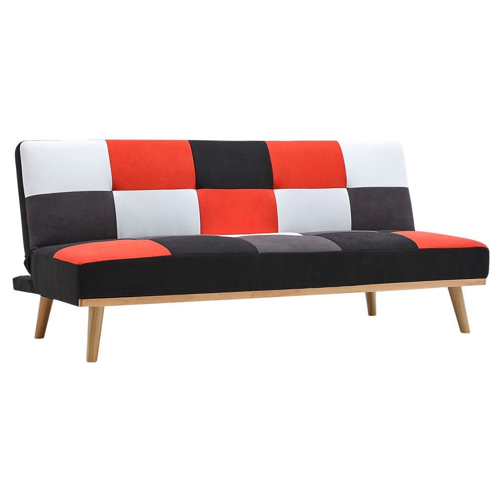 3-Seater Multicolour Checkered Sofa Bed